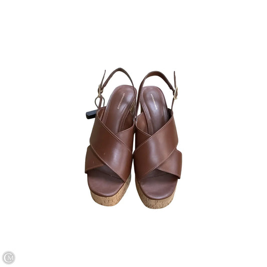 Sandals Heels Block By Anthropologie In Brown, Size: 9.5