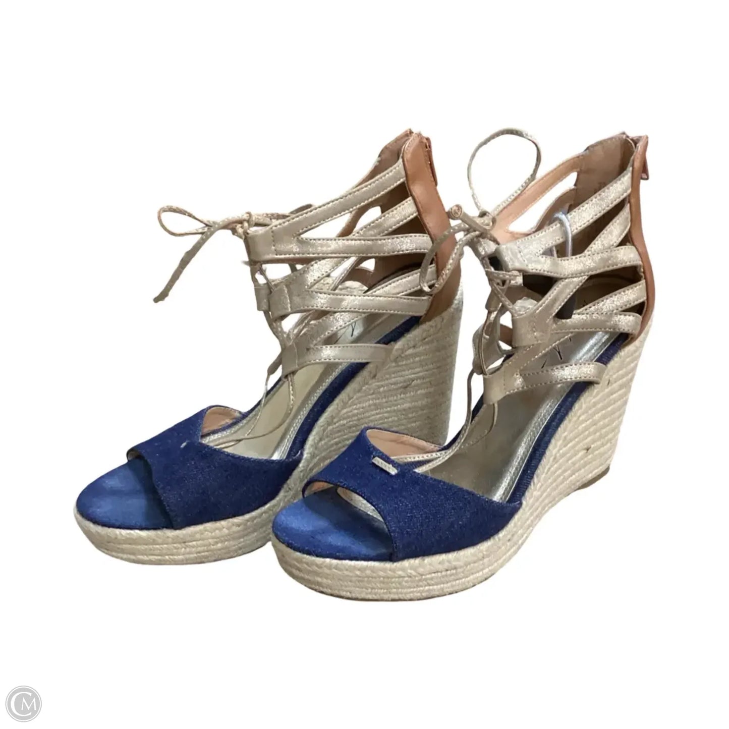 Sandals Heels Wedge By Clothes Mentor In Navy, Size: 10
