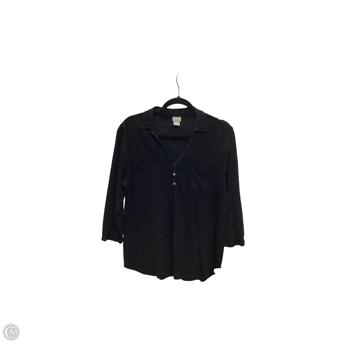 Blouse 3/4 Sleeve By Chicos In Black, Size: 2