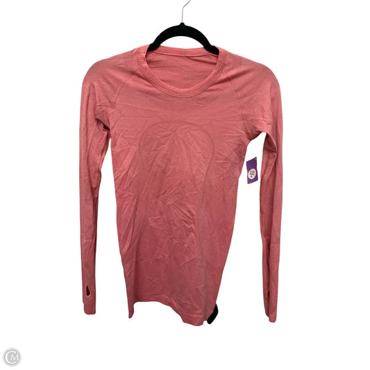 Athletic Top Long Sleeve Collar By Lululemon In Pink, Size: 2