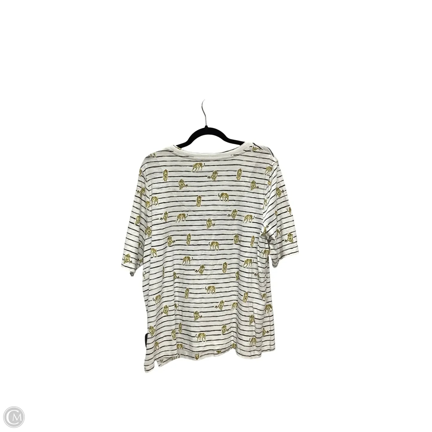 Blouse Short Sleeve By Chicos In Striped Pattern, Size: Xl