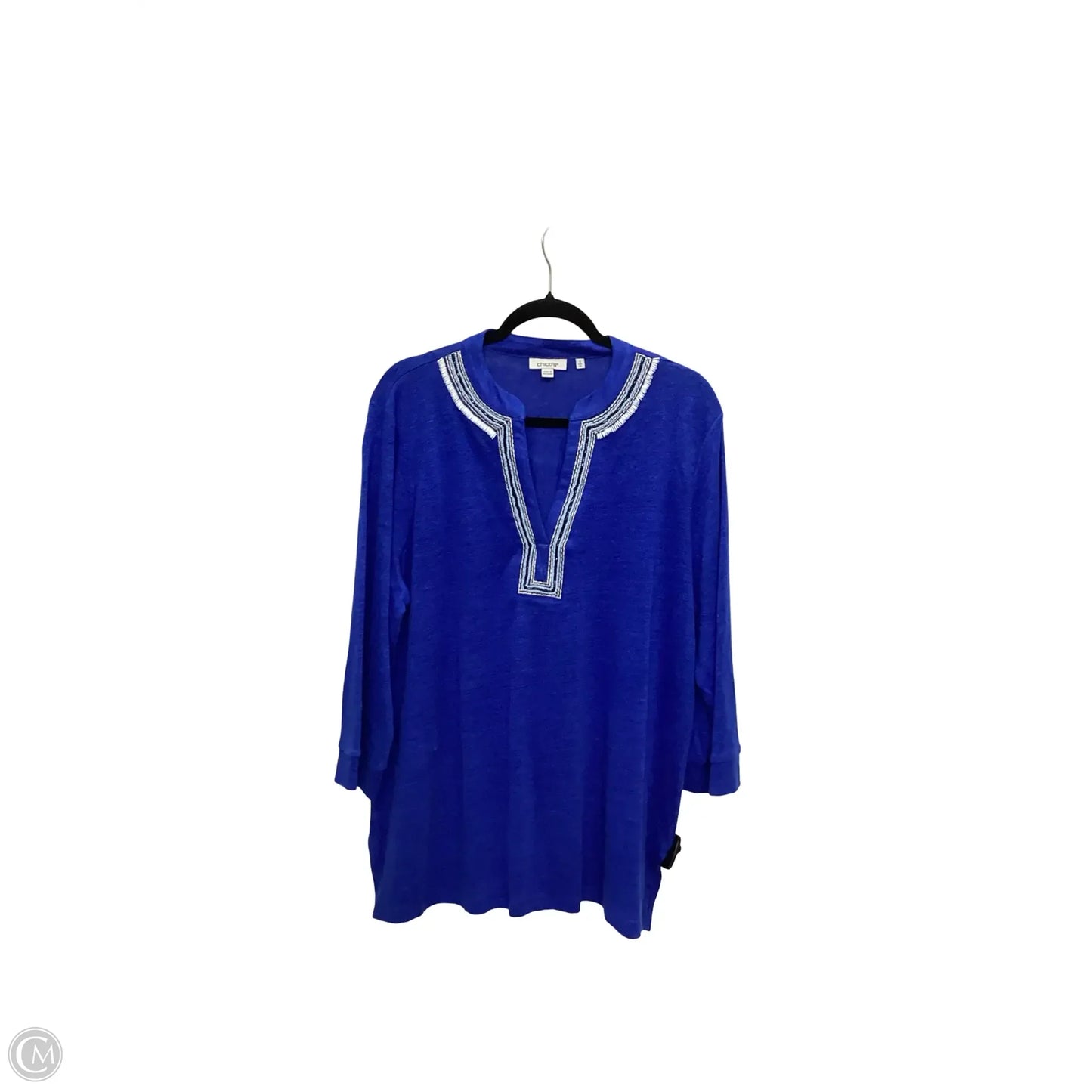 Blouse 3/4 Sleeve By Chicos In Blue, Size: Xl
