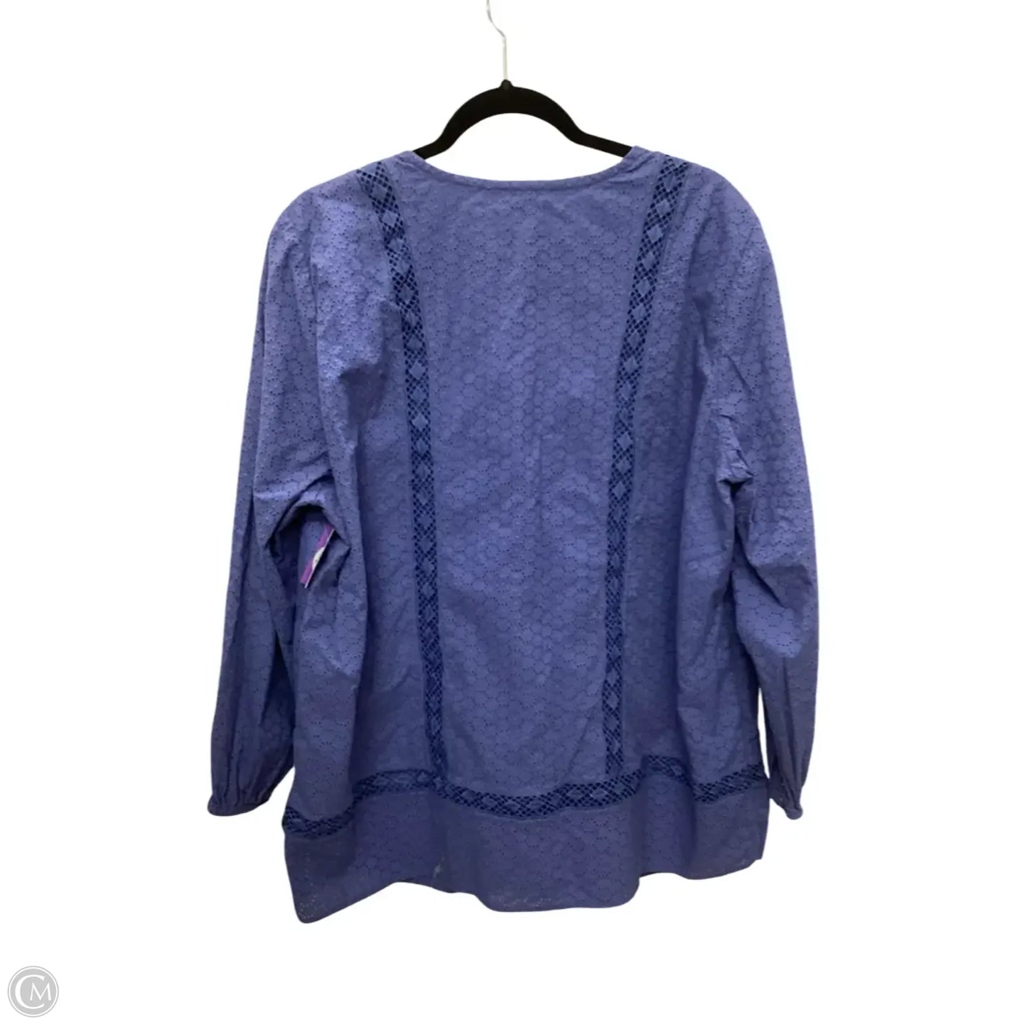 Blouse Long Sleeve By Lands End In Blue, Size: 1x