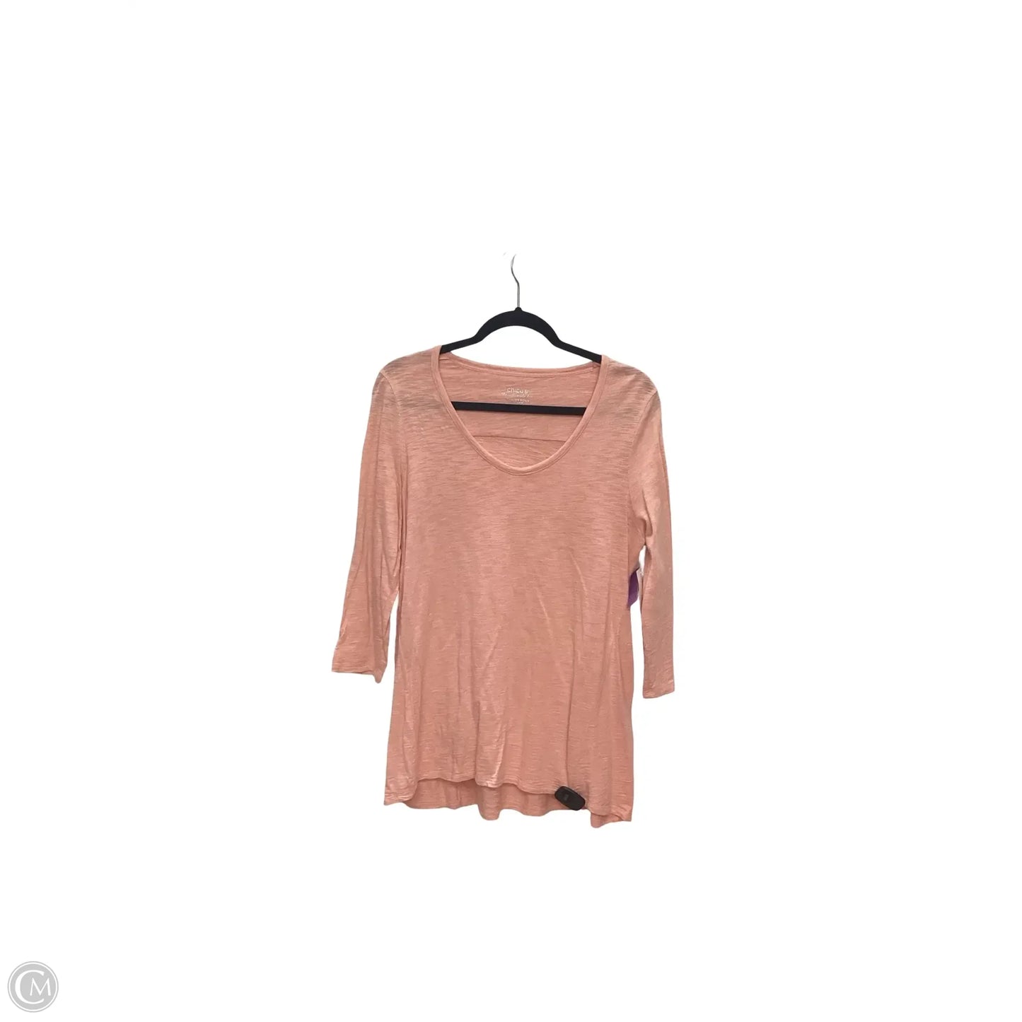 Top Long Sleeve Basic By Chicos In Peach, Size: M