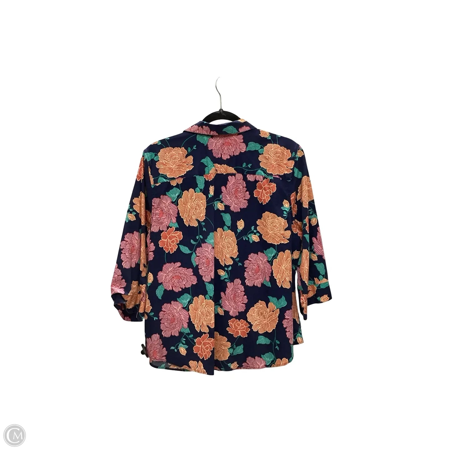 Blouse 3/4 Sleeve By Chicos In Floral Print, Size: Xl