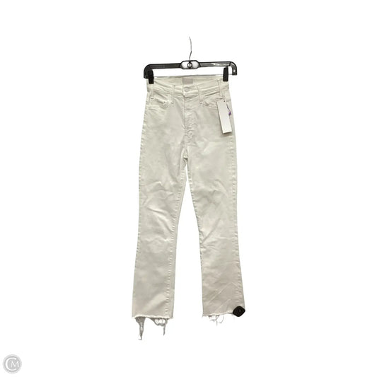 Designer Jeans Straight By Mother In White Denim, Size: 0