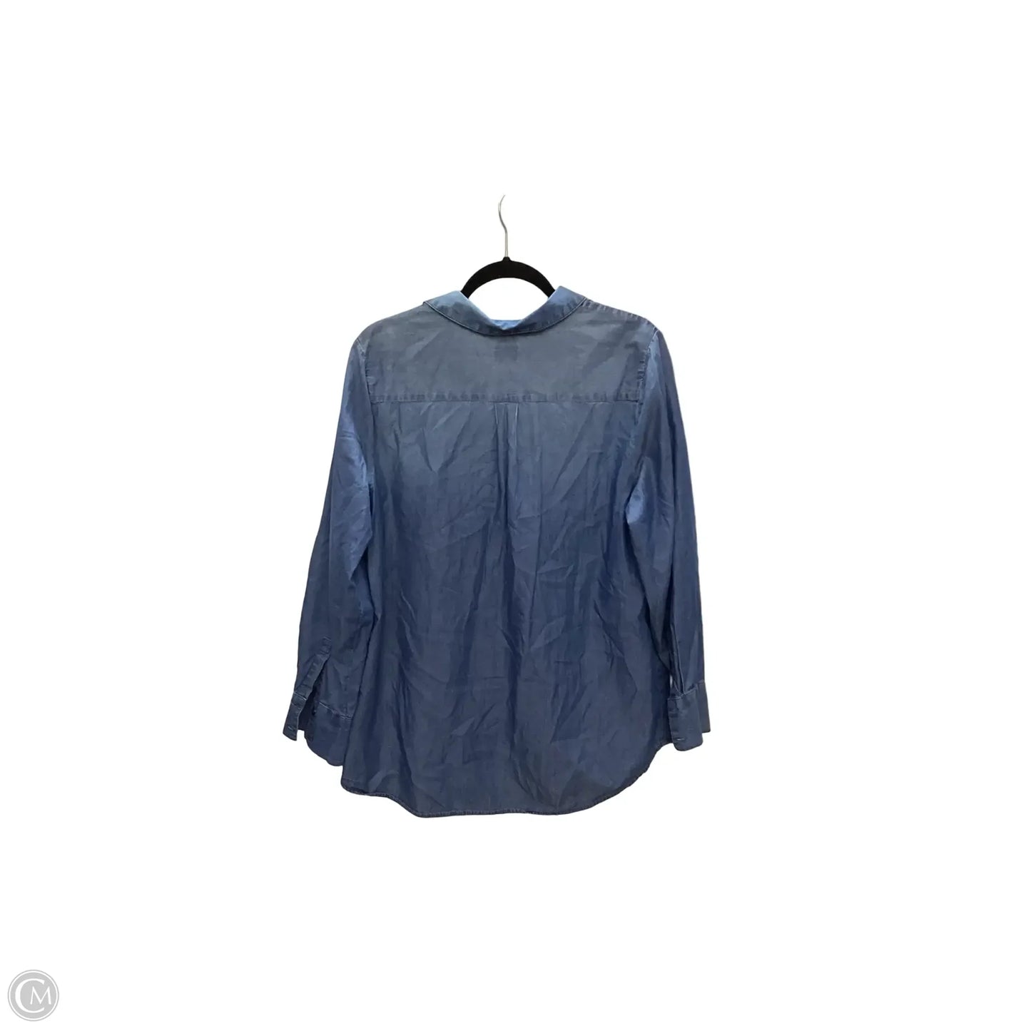 Blouse 3/4 Sleeve By Chicos In Blue Denim, Size: 2