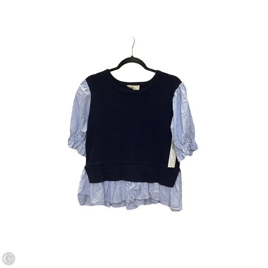 Blouse Short Sleeve By Anthropologie In Navy, Size: L