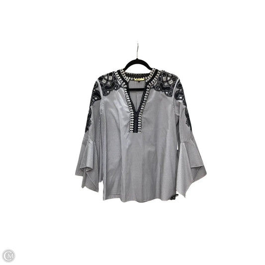 Designer Blouse 3/4 Sleeve By Kobi Halpern In Striped Pattern, Size: L