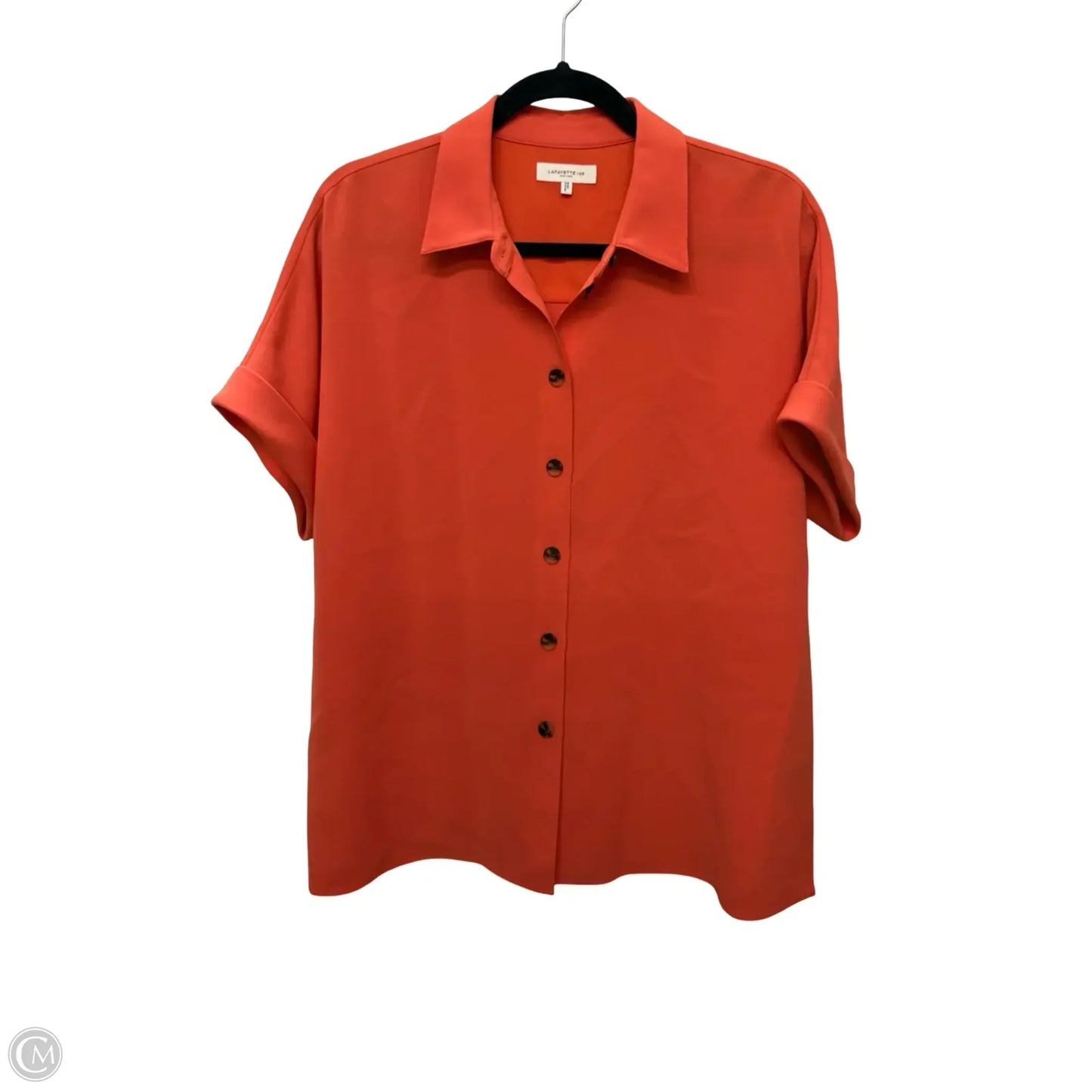 Blouse Designer By Lafayette 148 In Orange, Size: M