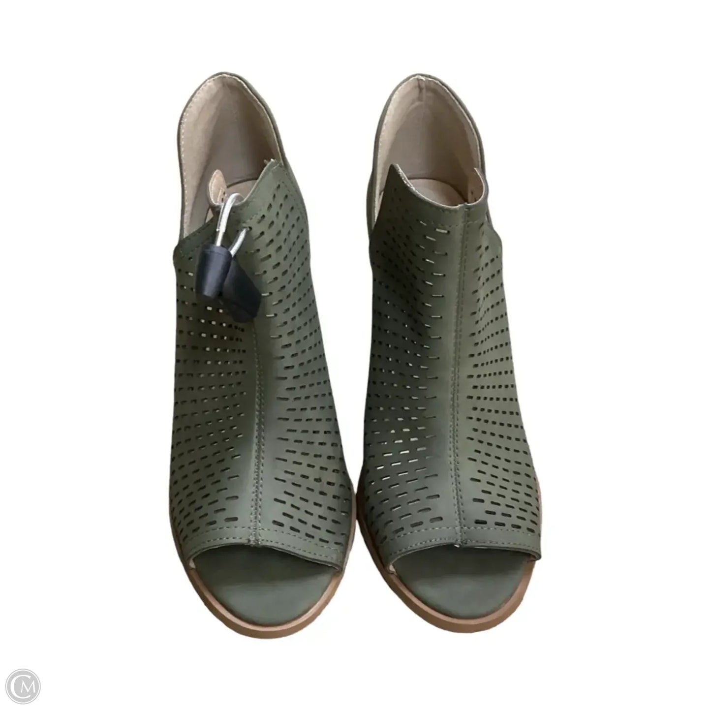 Sandals Heels Block By Restricted In Green, Size: 9