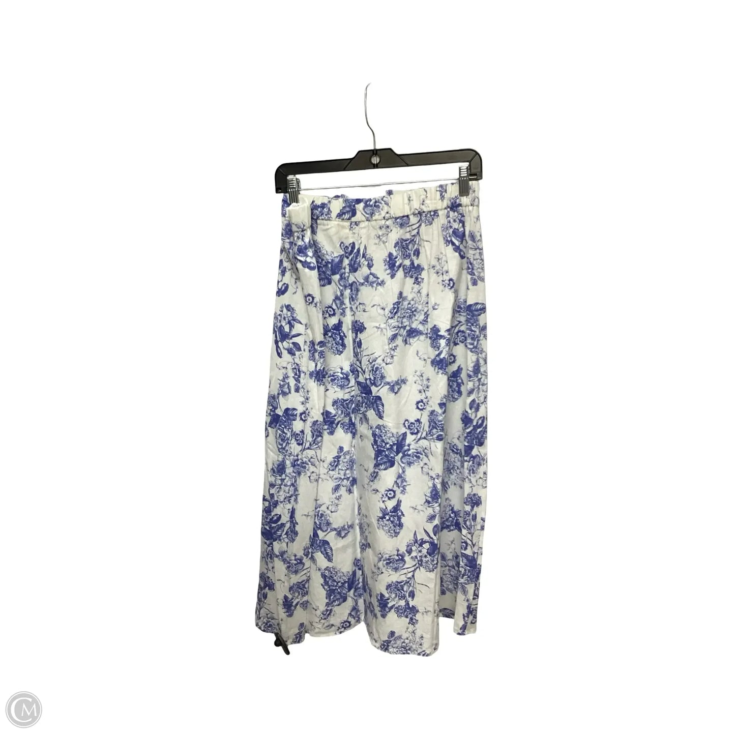 Skirt Midi By Clothes Mentor In Blue & White, Size: L