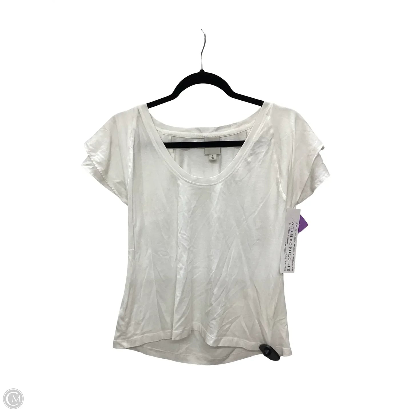 Top Short Sleeve Basic By Anthropologie In White, Size: L