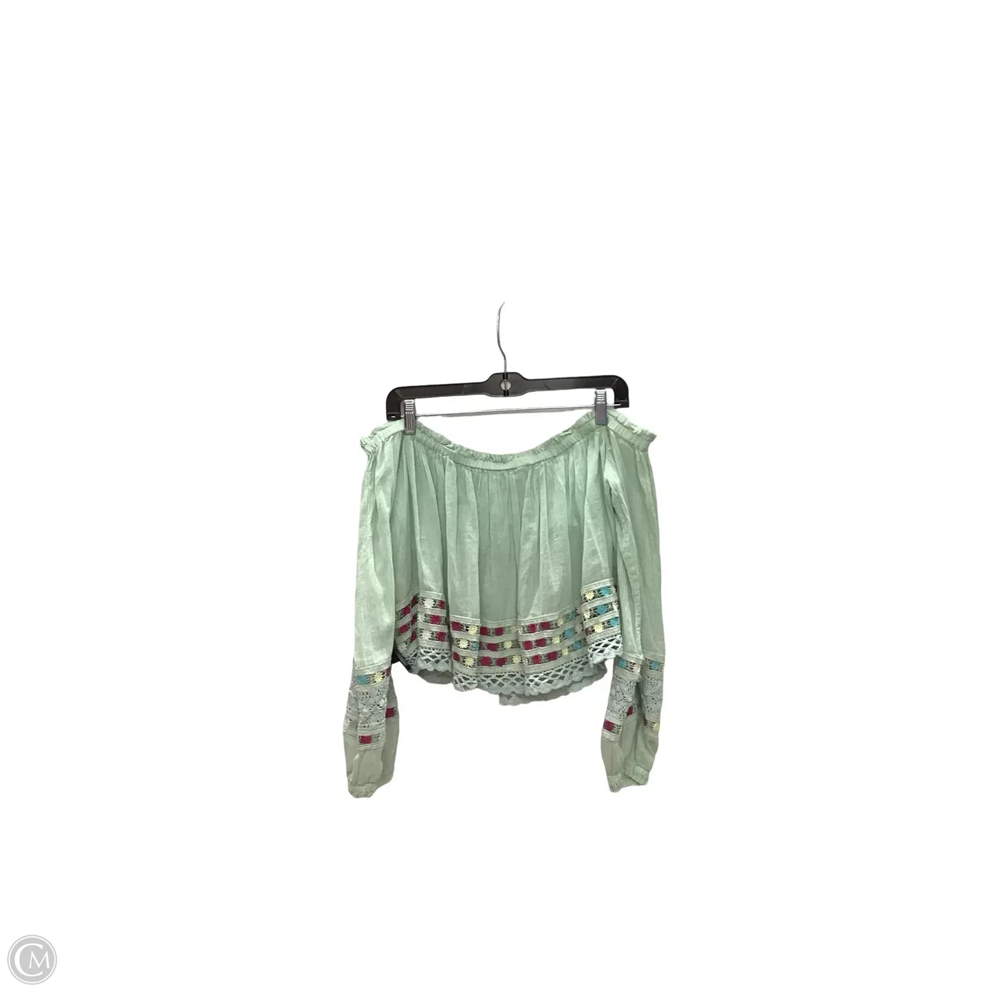 Blouse Long Sleeve By Free People In Green, Size: Xs