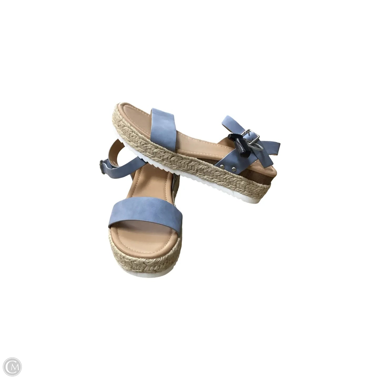 Sandals Heels Wedge By Soda In Blue, Size: 10