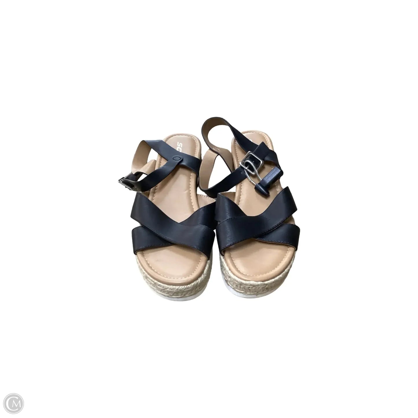 Sandals Heels Wedge By Soda In Black, Size: 10