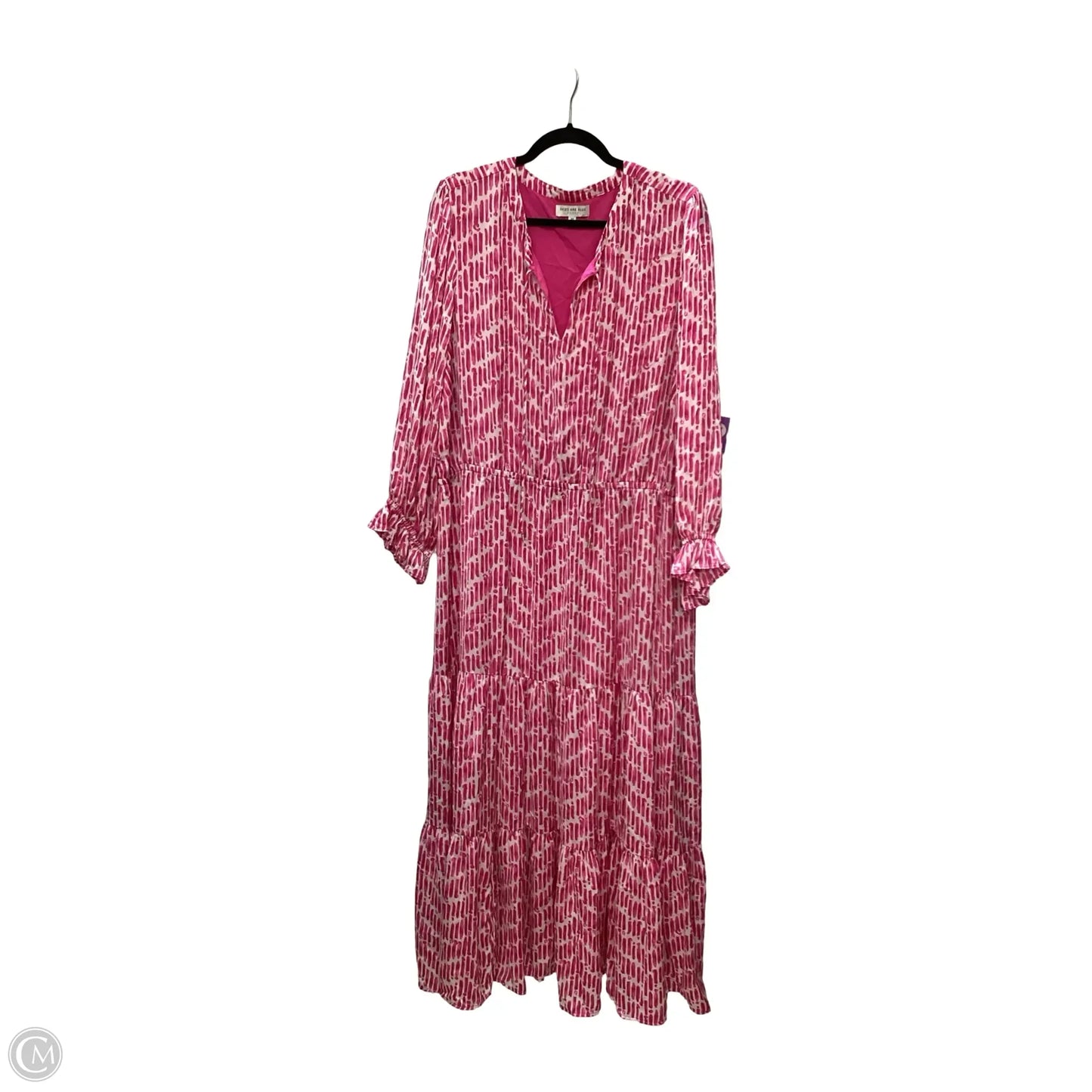 Dress Casual Maxi By Skies Are Blue In Pink & White, Size: 3x