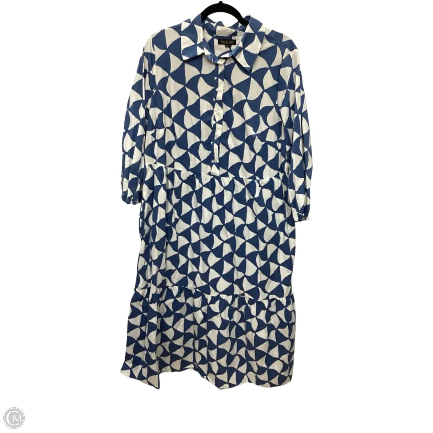 Dress Casual Maxi By Rachel Zoe In Blue & White, Size: 1x