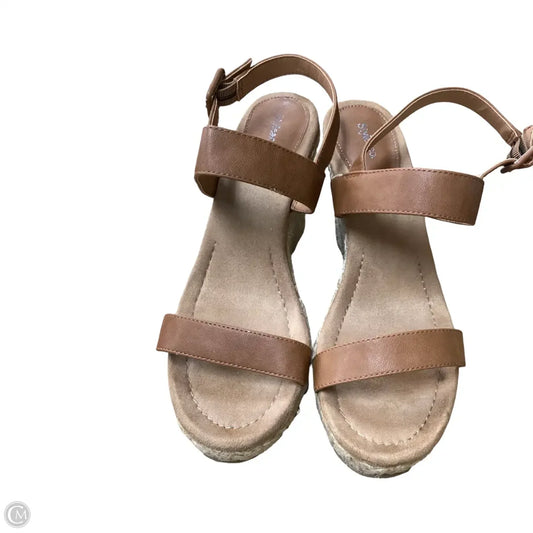 Sandals Heels Wedge By Style And Company In Brown, Size: 9