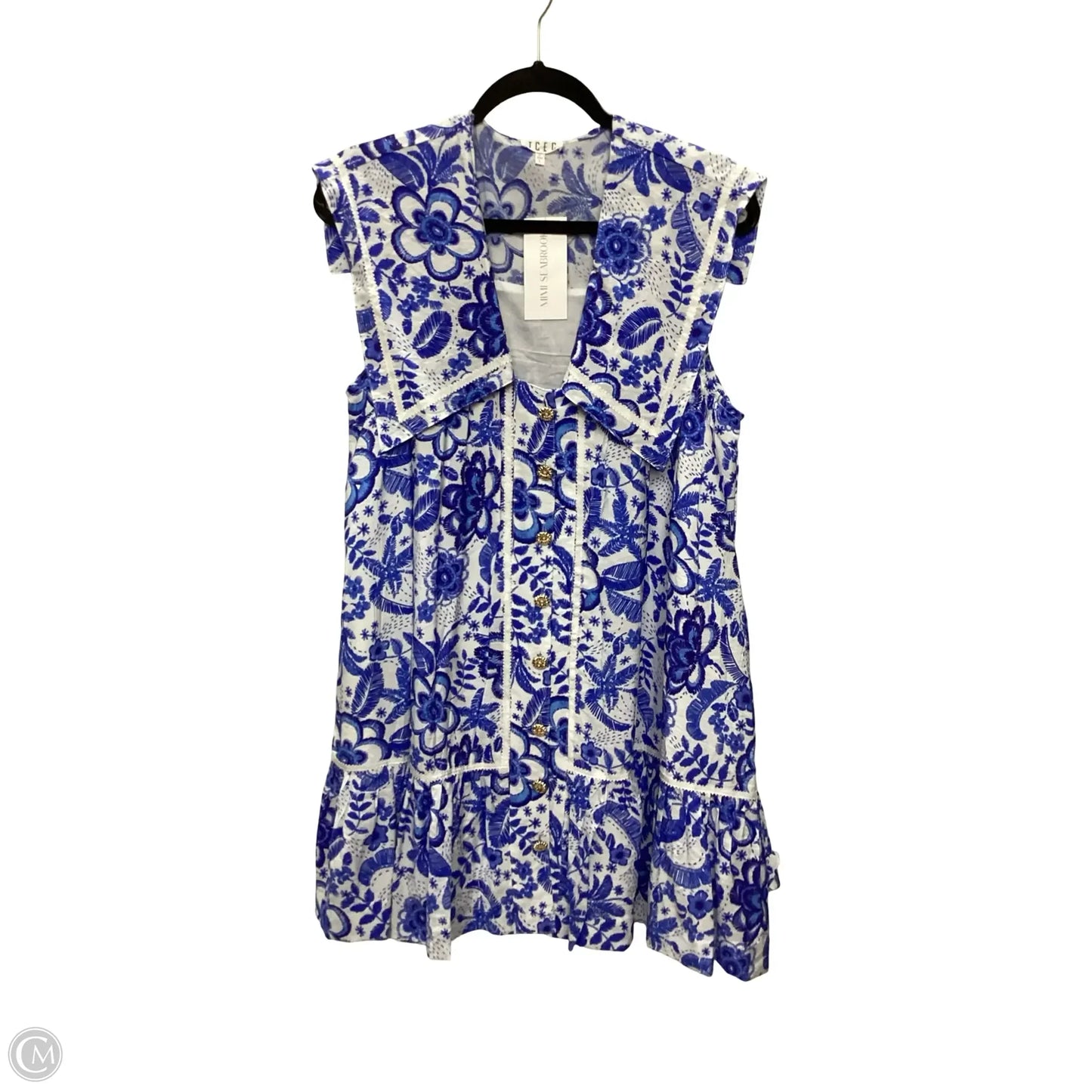Dress Casual Short By Tcec In Blue & White, Size: L