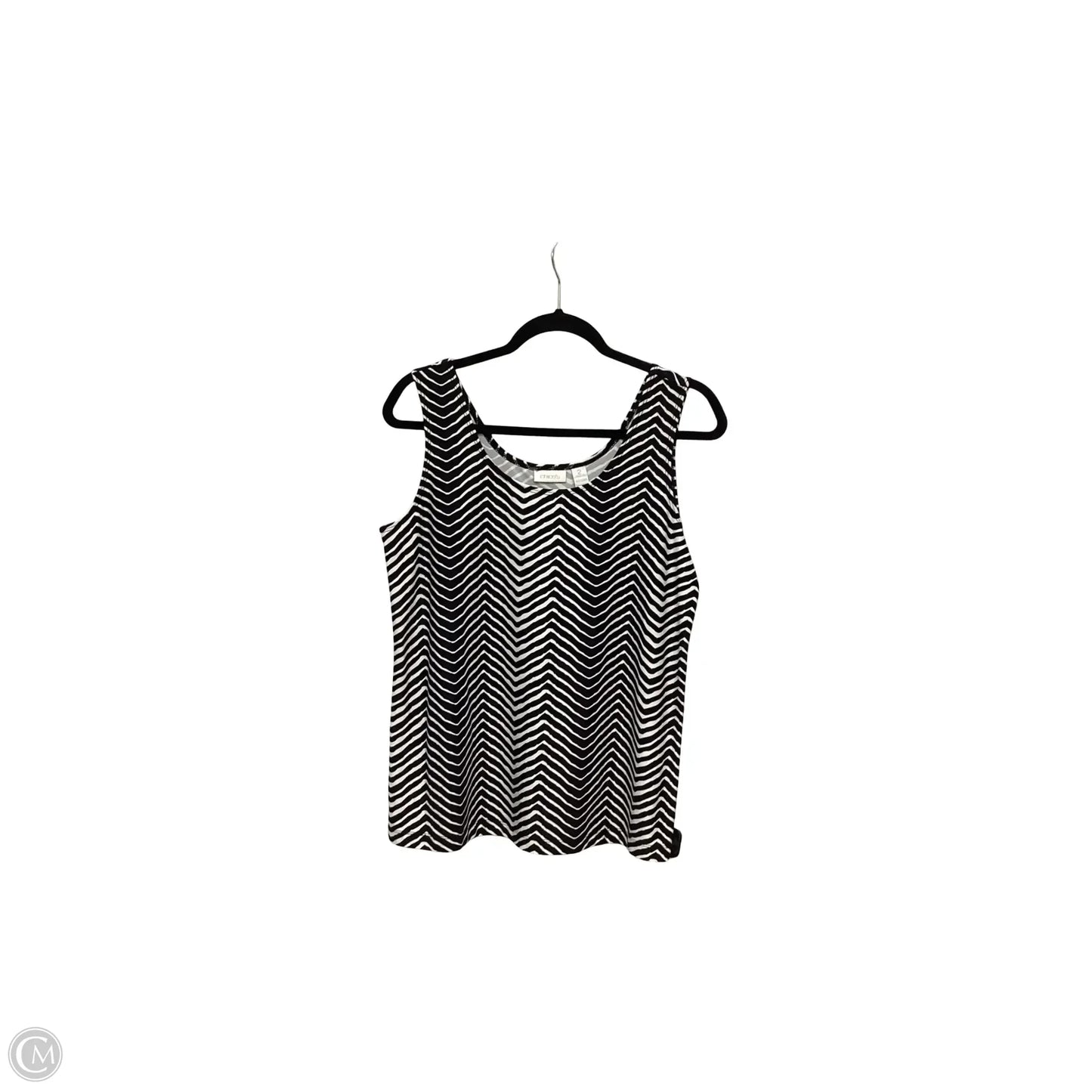 Blouse Sleeveless By Chicos In Black & White, Size: L