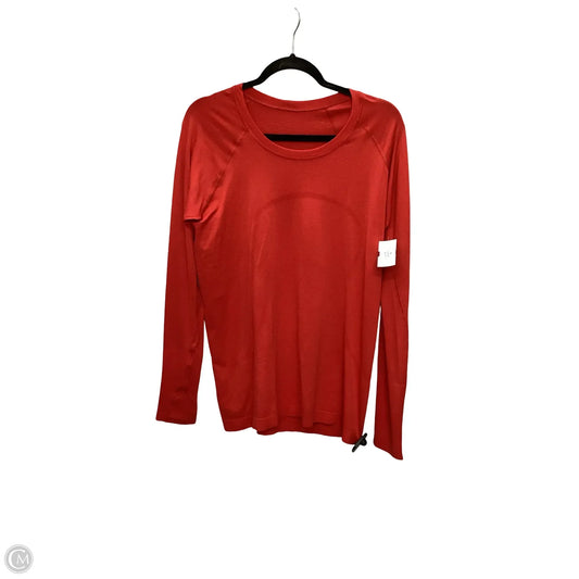 Athletic Top Long Sleeve Collar By Lululemon In Red, Size: 10