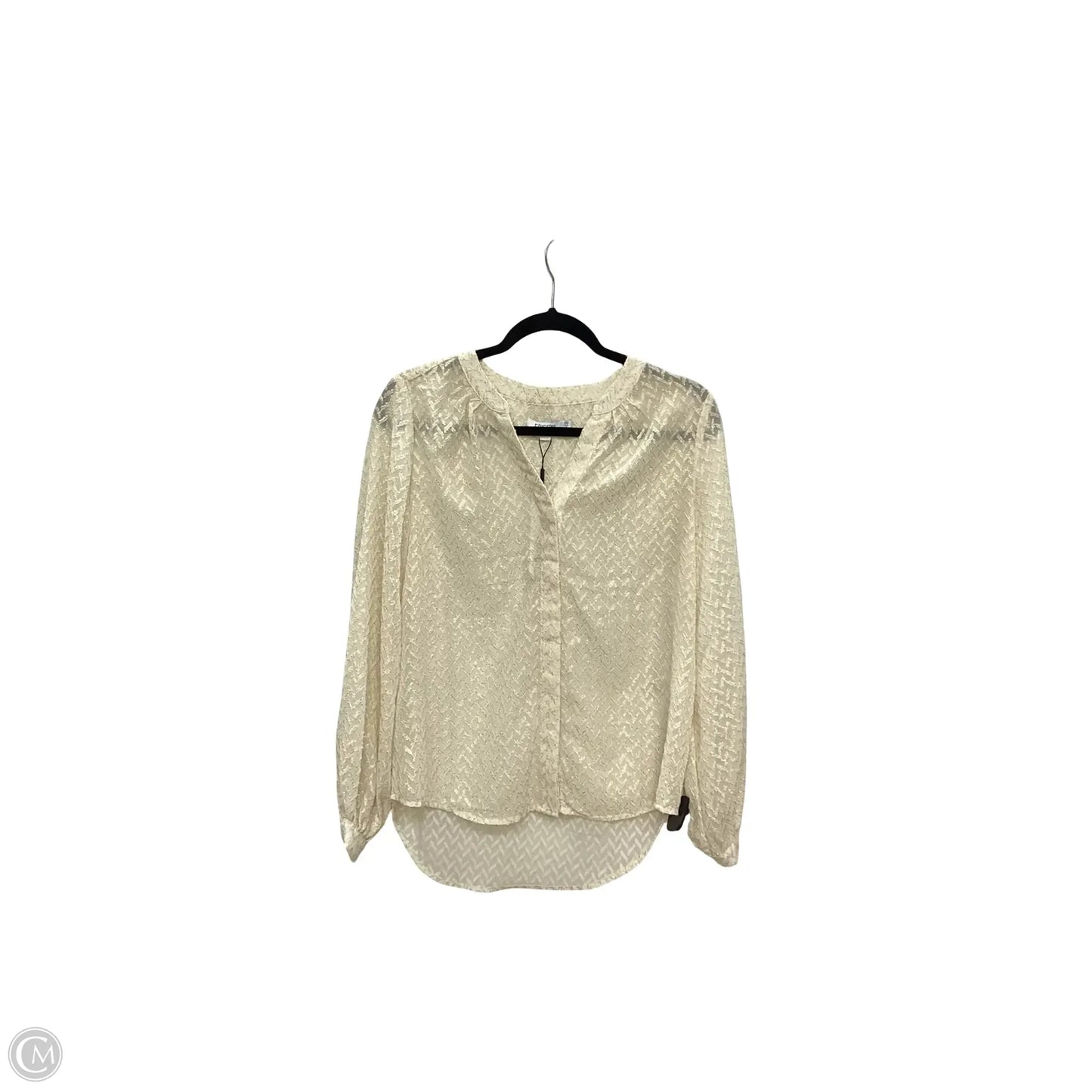 Blouse Long Sleeve By Chicos In Cream, Size: Xs