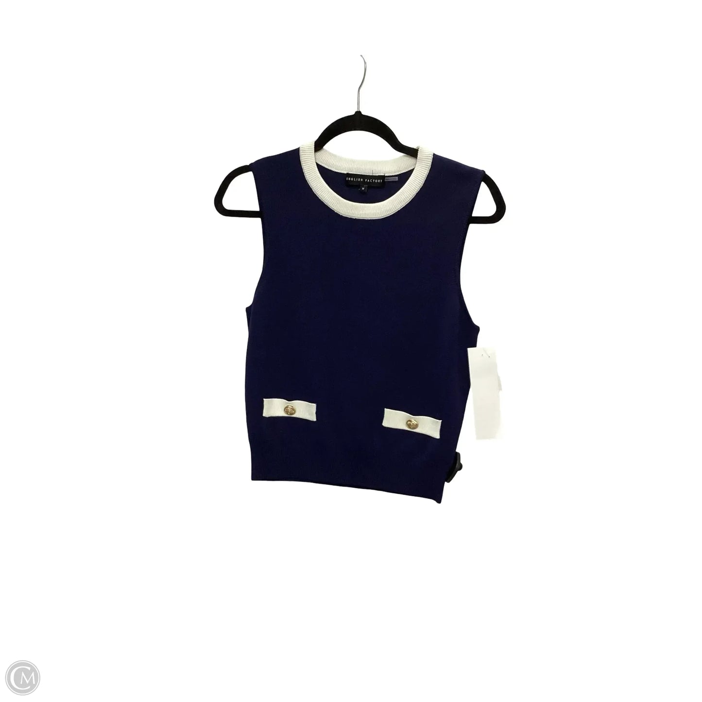 Blouse Short Sleeve By English Factory In Navy, Size: M