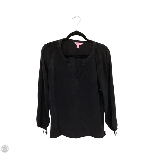 Blouse LS Designer By Lilly Pulitzer In Black, Size: S