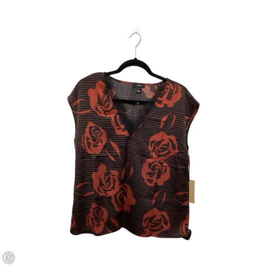 Designer Blouse Short Sleeve By Halogen In Black & Red, Size: M