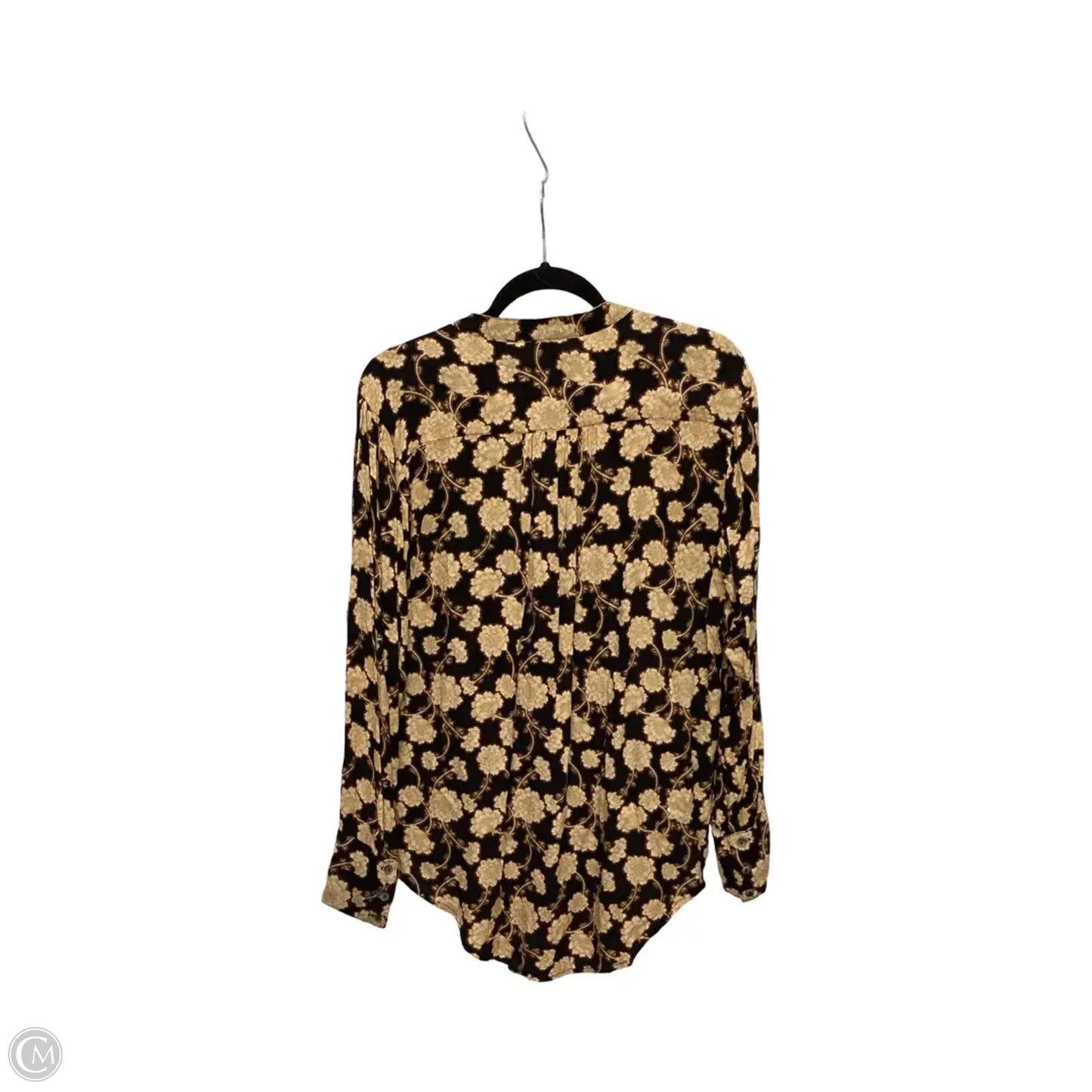 Blouse Long Sleeve By Free People In Black & Brown, Size: Sp