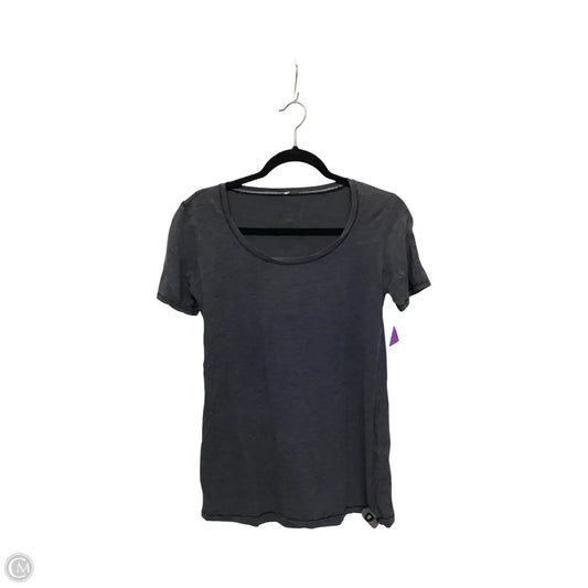 Athletic Top Short Sleeve By Lululemon In Grey, Size: 4
