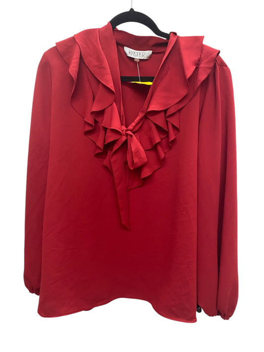 Top Long Sleeve By Kasper In Red, Size: Xl