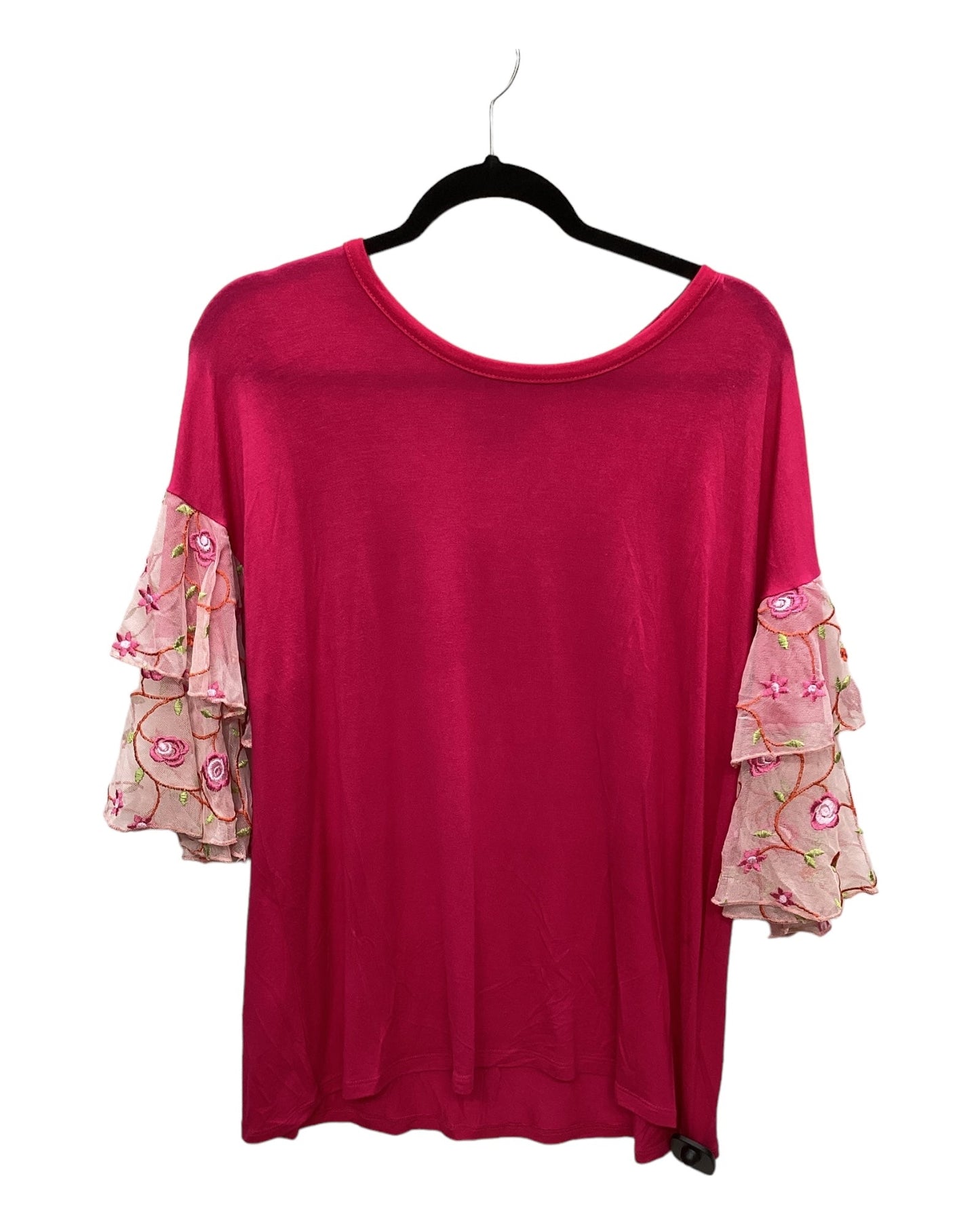 Pink Top Short Sleeve Cha Cha Vente, Size Xl