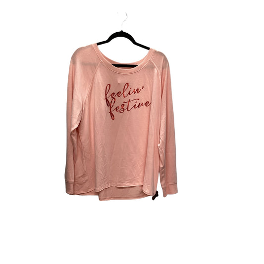 Top Long Sleeve Basic By Cato In Pink, Size: Xl