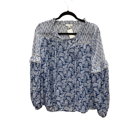 Top Long Sleeve By Blu Pepper In Blue, Size: M