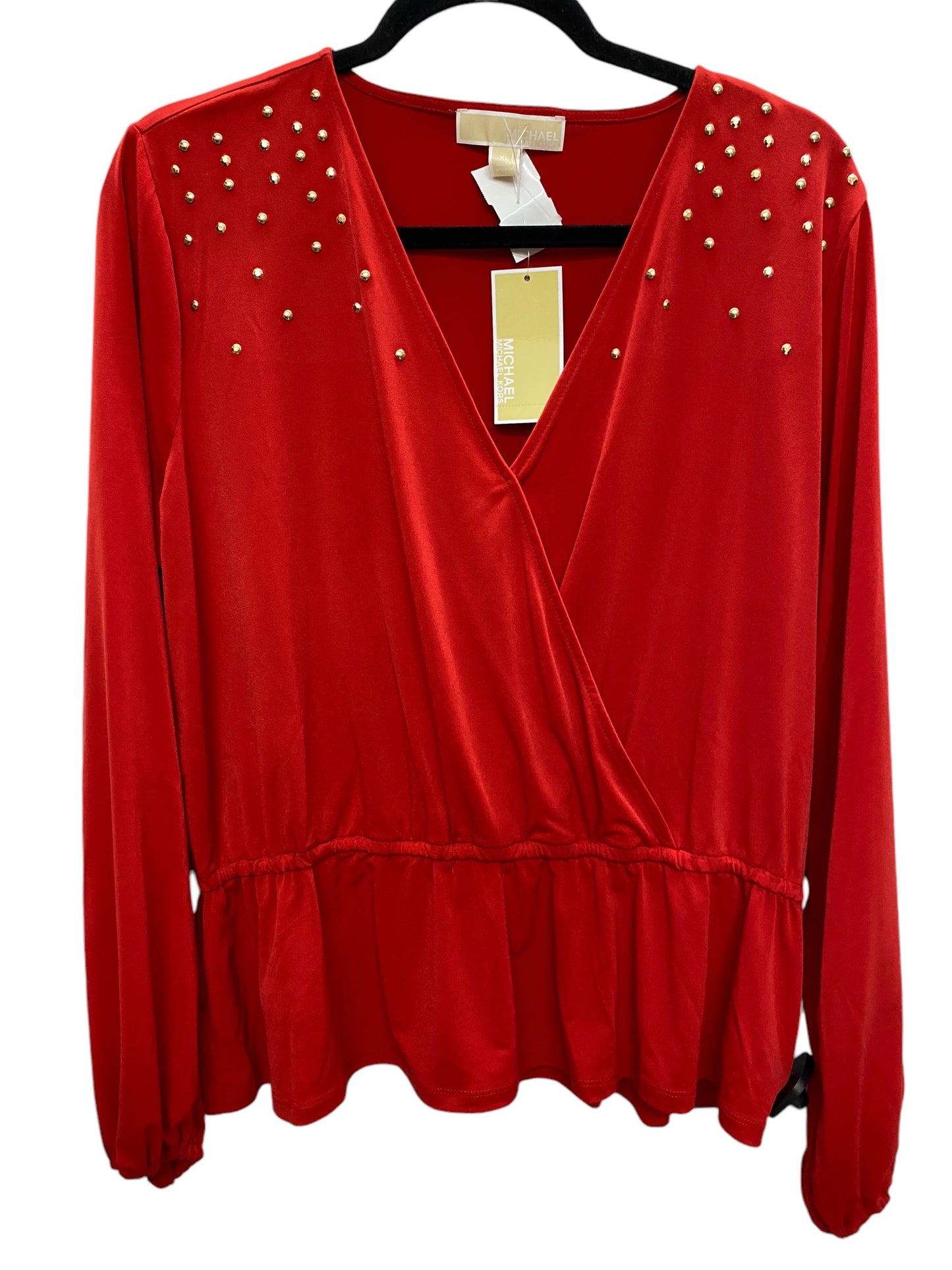 Top Long Sleeve By Michael By Michael Kors In Red, Size: Xl