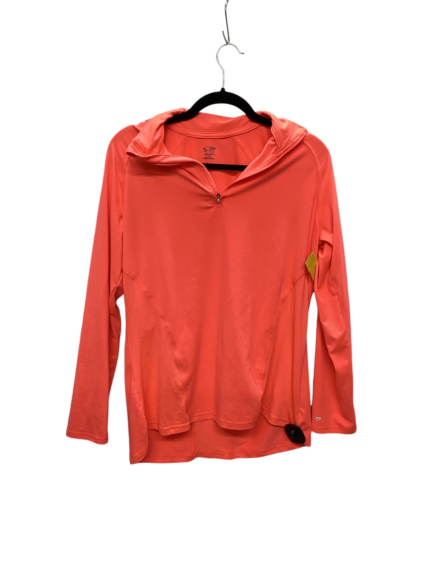 Athletic Top Long Sleeve Collar By Champion In Orange, Size: L