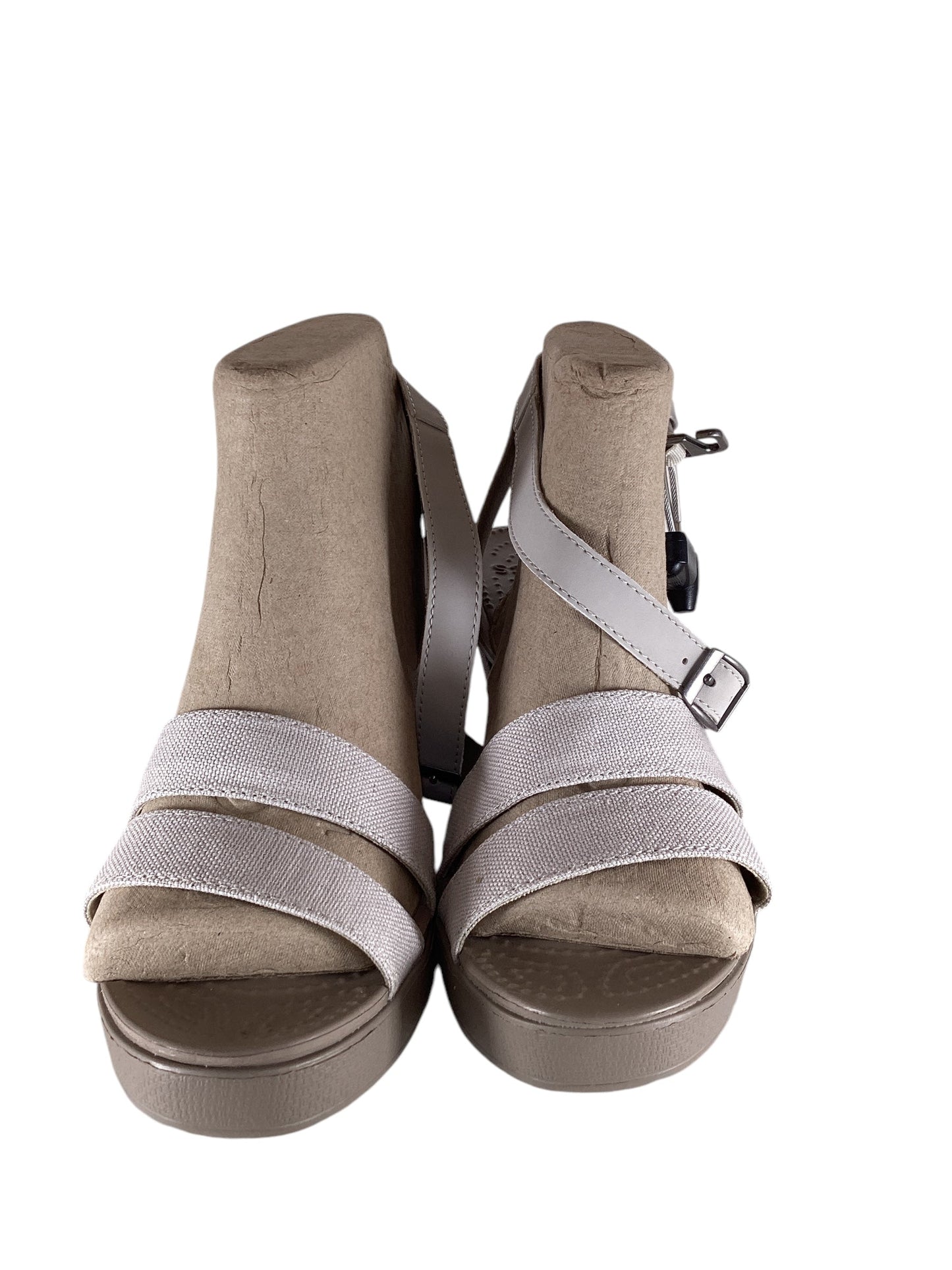 Sandals Heels Wedge By Crocs In Beige, Size: 8