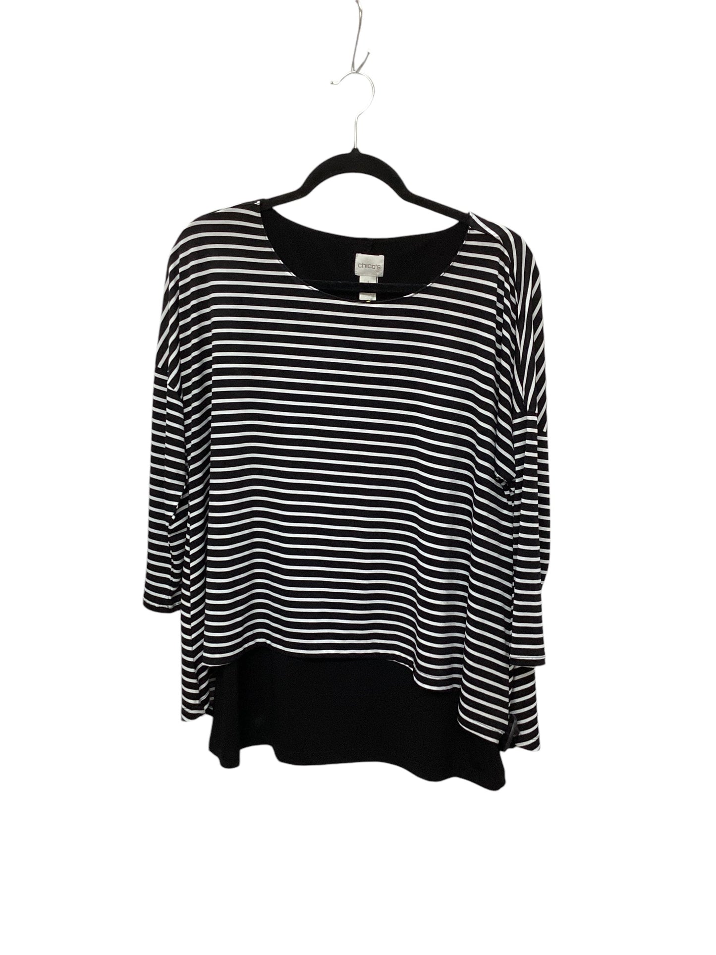 Top Long Sleeve By Chicos In Striped Pattern, Size: M