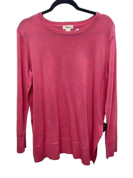 Top Long Sleeve By Style And Company In Pink, Size: L