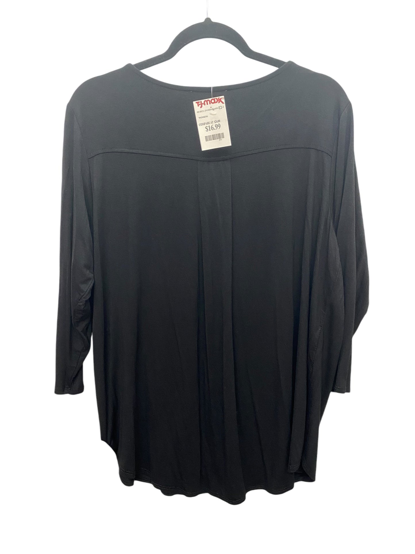 Top Long Sleeve Basic By Philosophy In Black, Size: 1x