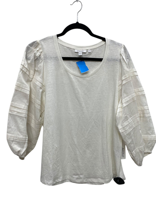 Top Long Sleeve By Chicos In White, Size: L