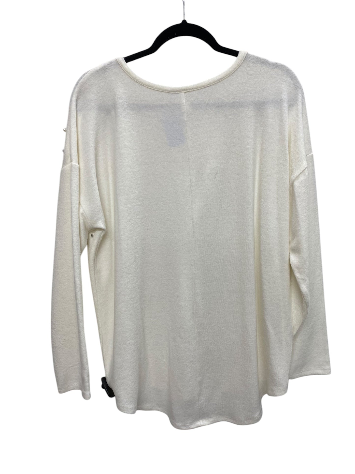 Top Long Sleeve By Cato In White, Size: M