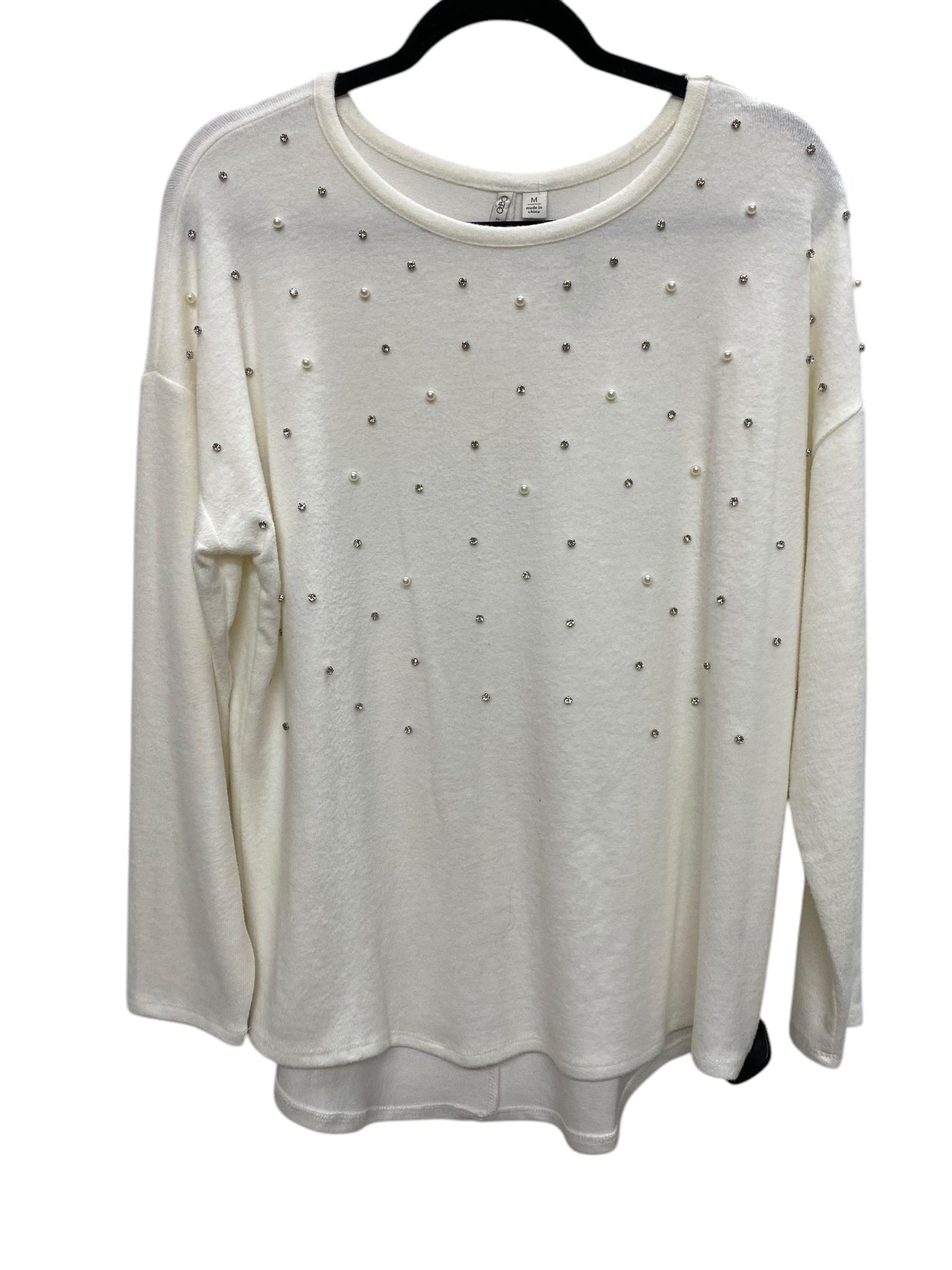 Top Long Sleeve By Cato In White, Size: M