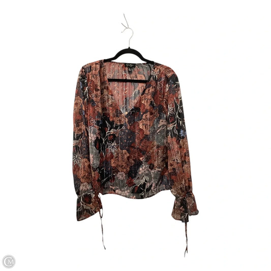 Blouse Long Sleeve By Jessica Simpson In Multi-colored, Size: M
