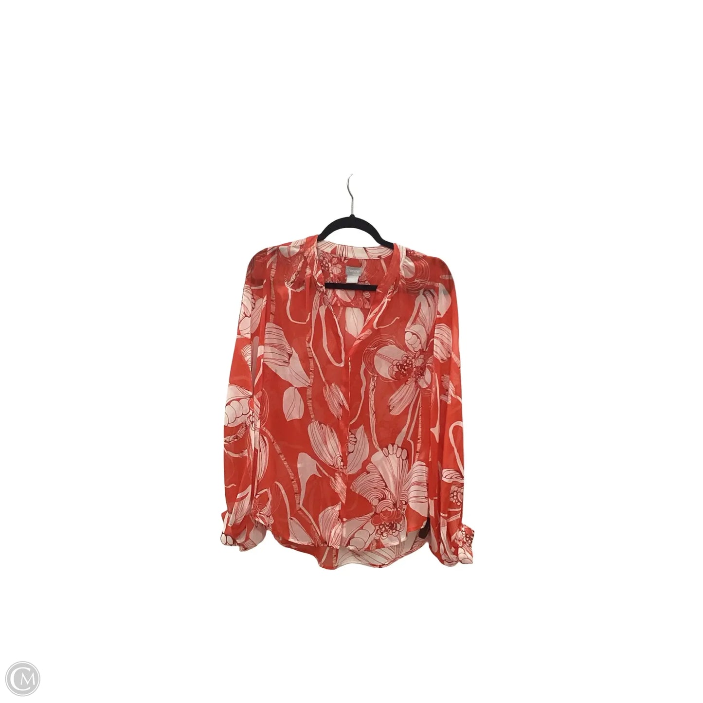 Blouse Long Sleeve By Chicos In Orange, Size: M