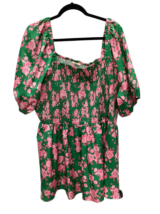 Green & Pink Top Short Sleeve Jodifl, Size 3x