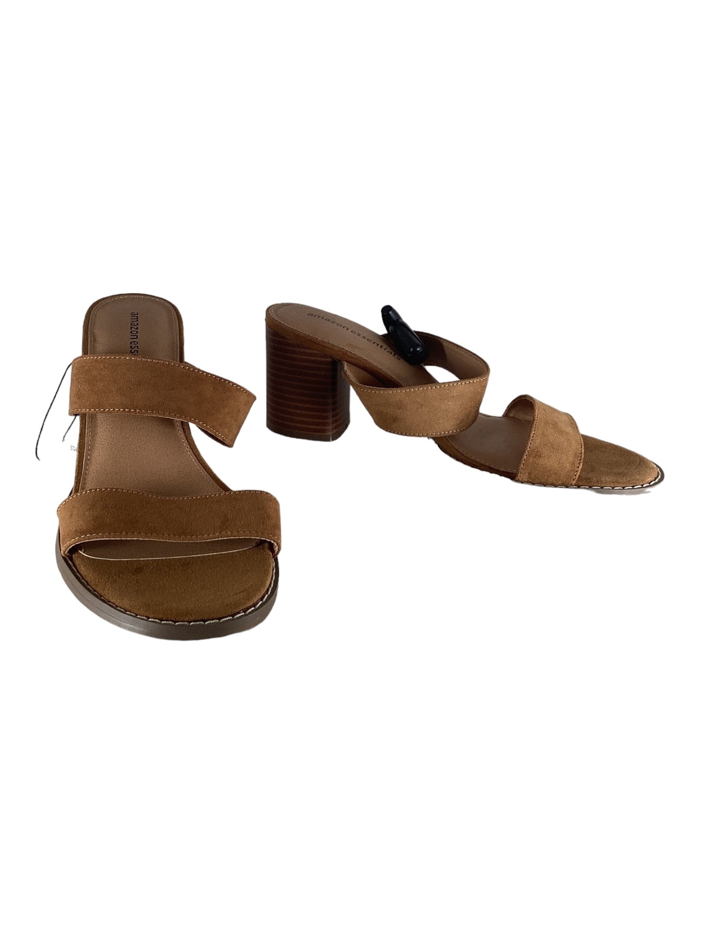 Tan Sandals Heels Block Amazon Essentials, Size 7.5