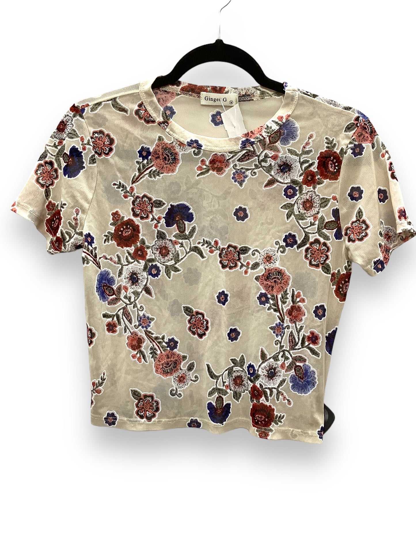 Floral Print Top Short Sleeve Ginger G, Size M